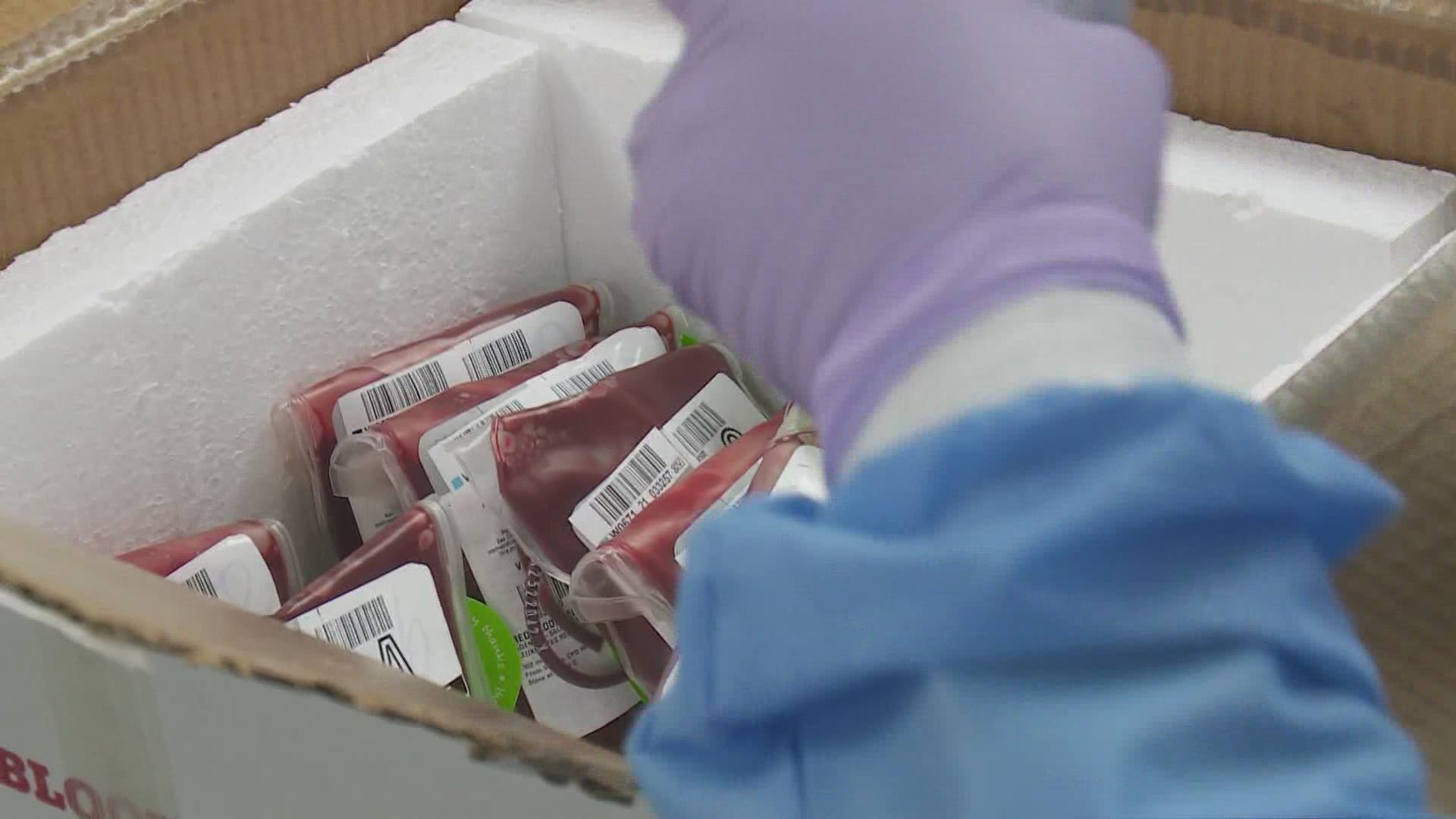 The Blood Center says its shortage is so critical that they are having to postpone some organ transplants.