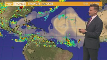 Rain around with hot, humid weather