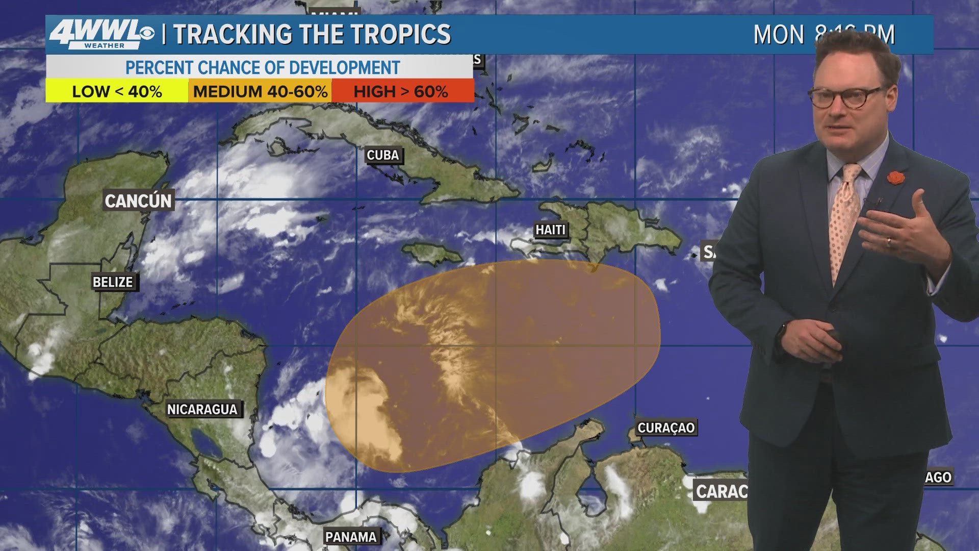 WWL Louisiana Chief Meteorologist Chris Franklin with an 'Eye on the Tropics' for News at 10PM on Monday, Oct. 28, 2024.