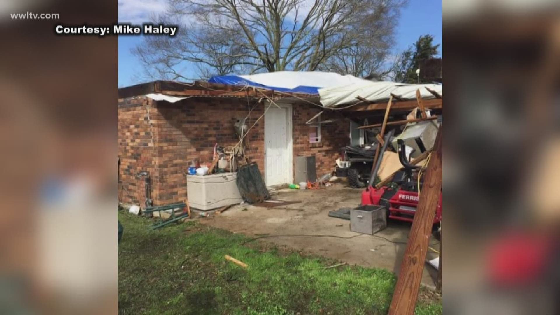 Homeowners are reporting damaged property from strong winds that blew through parts of Washington Parish.