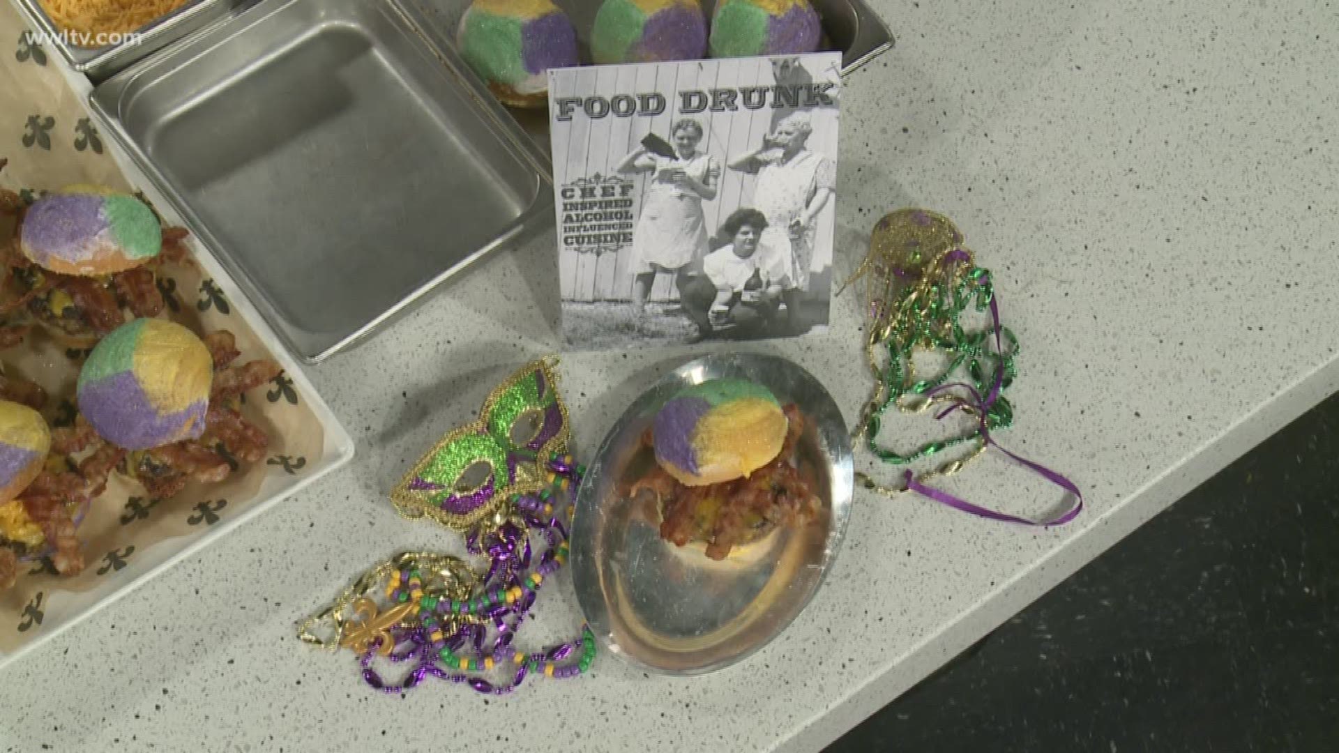 We have saved the best King Cake for last with PJ Haines and the delicious King Cake Burger .