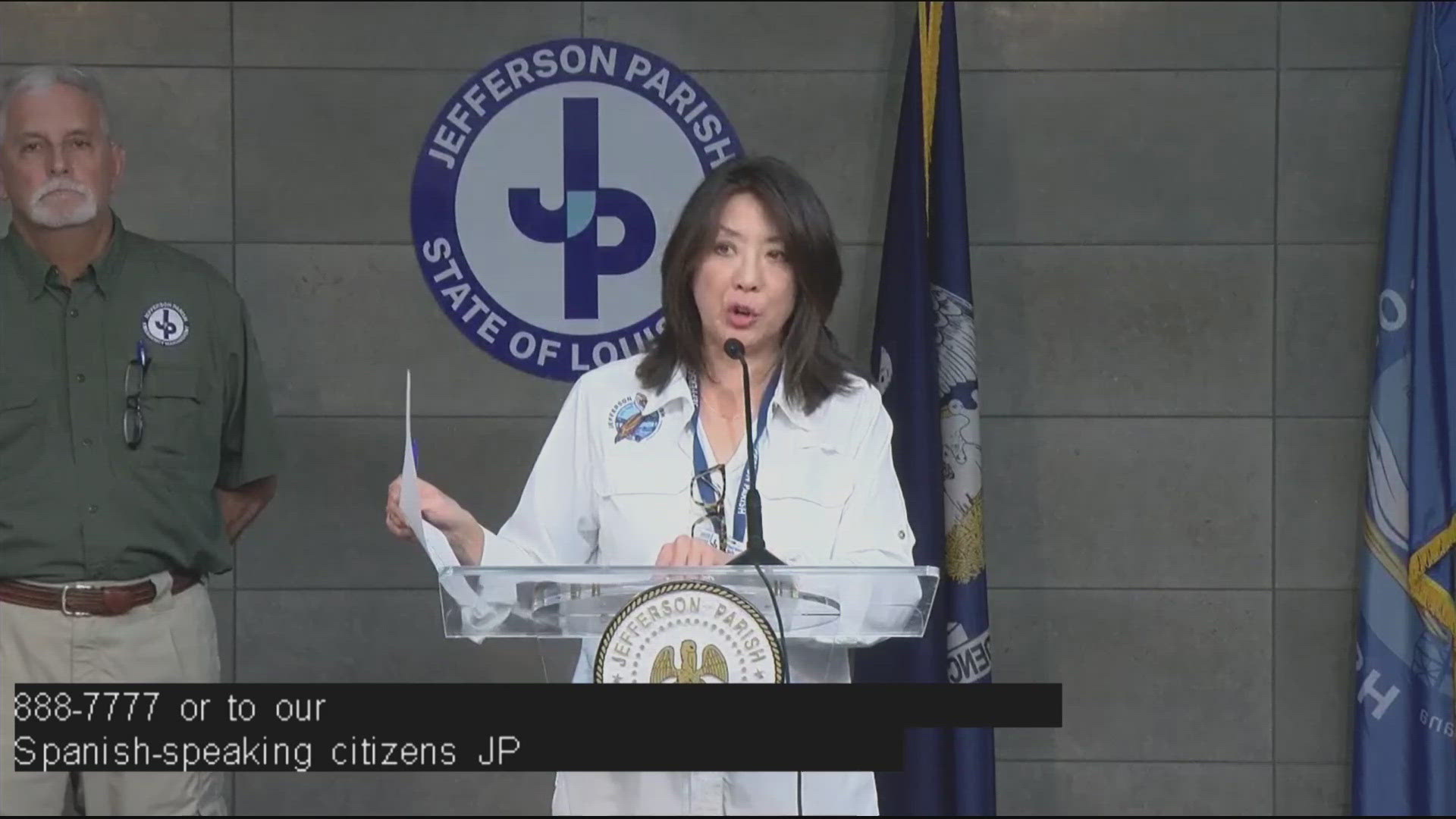 Jefferson Parish President Cynthia Lee Sheng asks residents to stay safe indoors as Hurricane Francine moves through the area.