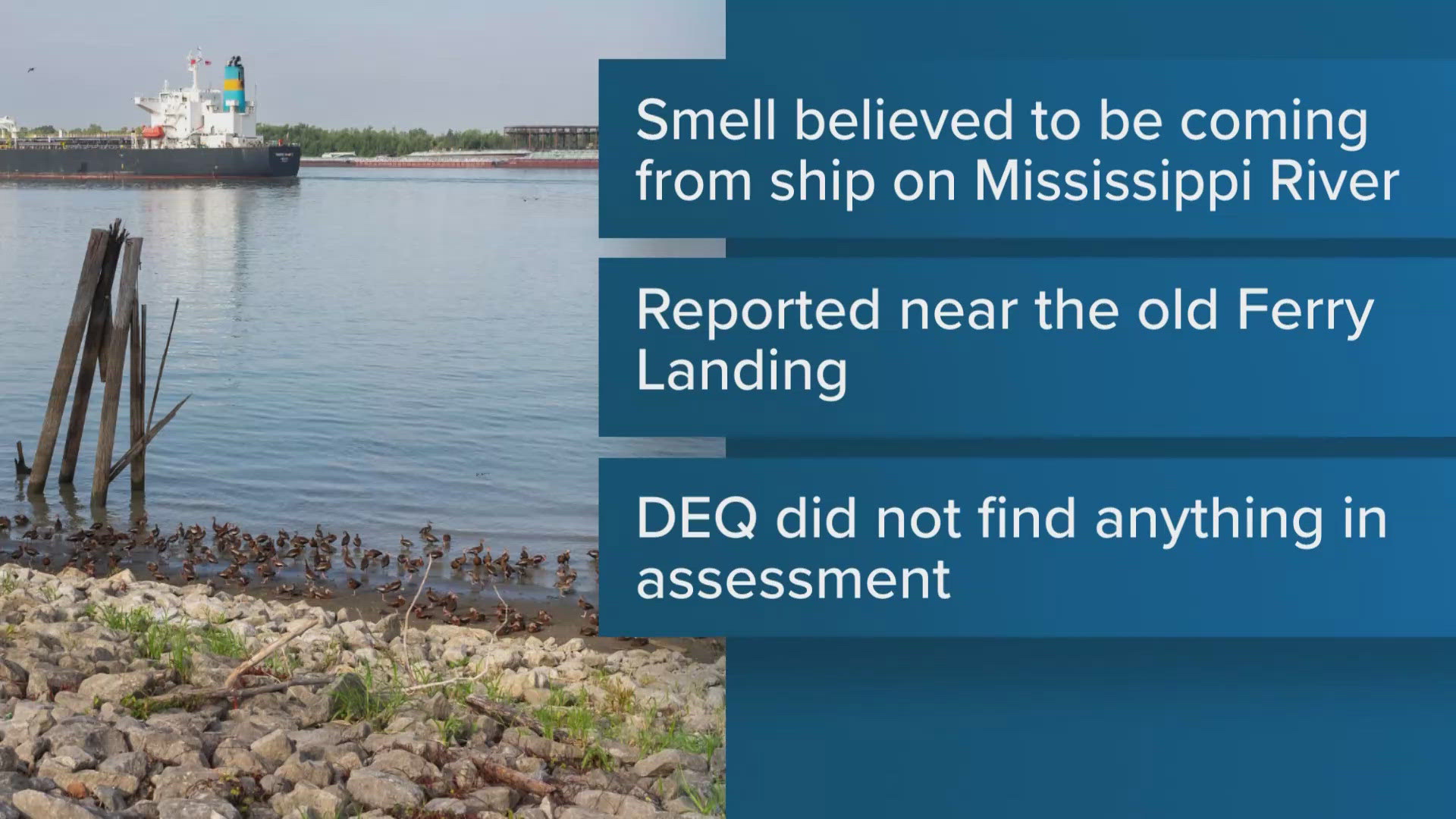 Authorities said the odor is believed to be coming from a boat along the Mississippi River.