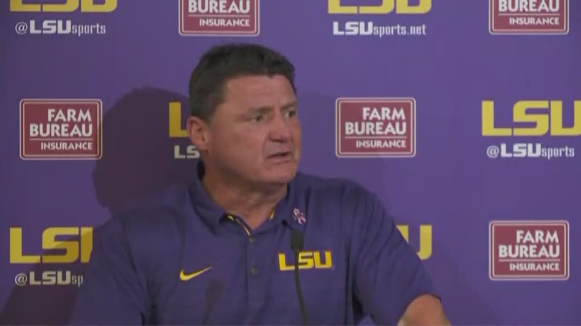 LSU head coach Ed Orgeron talks about the Tigers come-from-behind win over Auburn. 