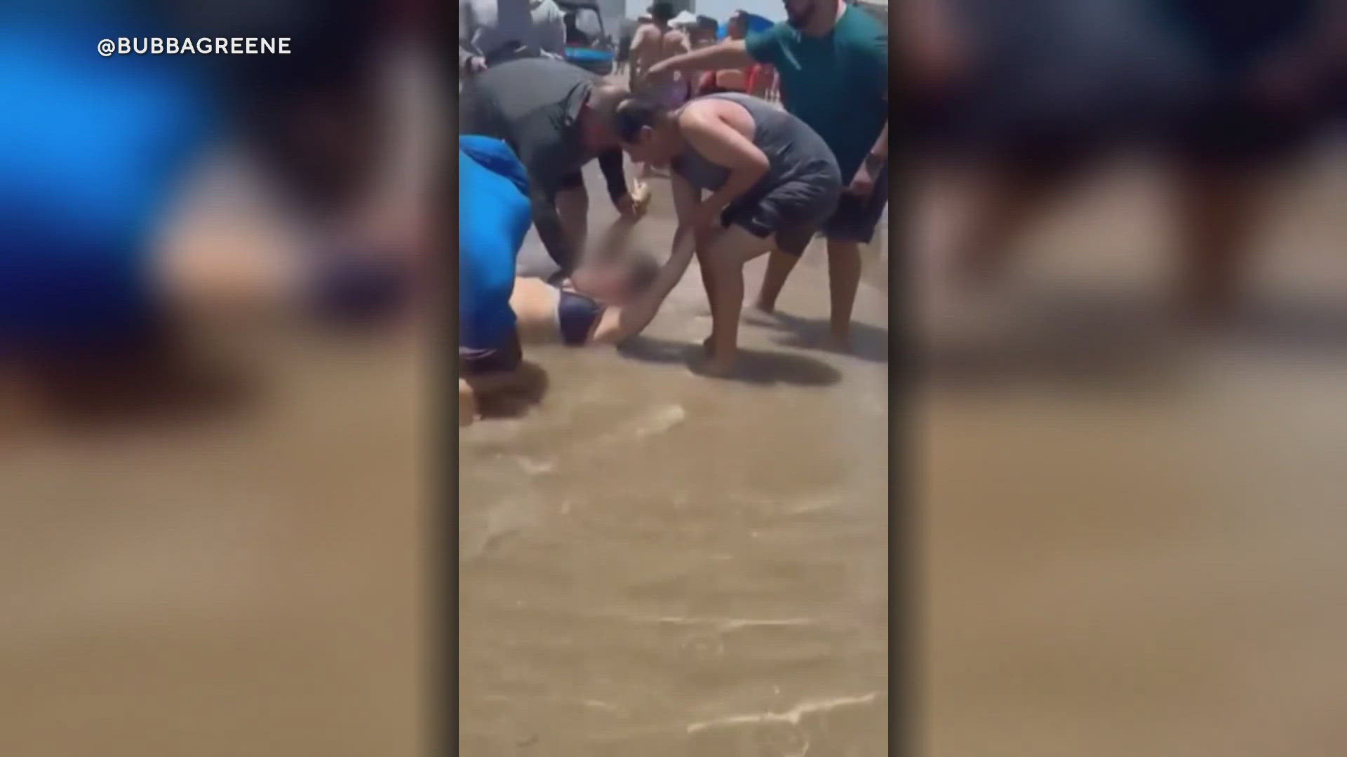 One man was taken to the hospital after a shark bit his leg, a short time later a shark bit another woman nearby.
