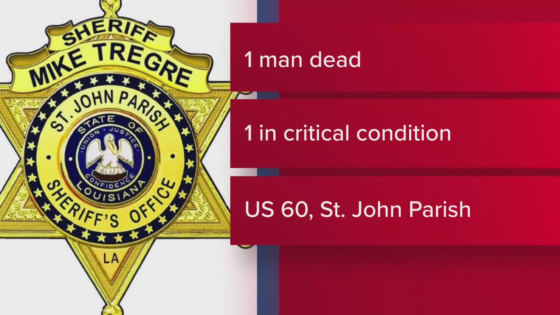 A four-vehicle crash on Airline Highway near Windsor Street in St. John the Baptist Parish resulted in one fatality on critical injury LSP reports.