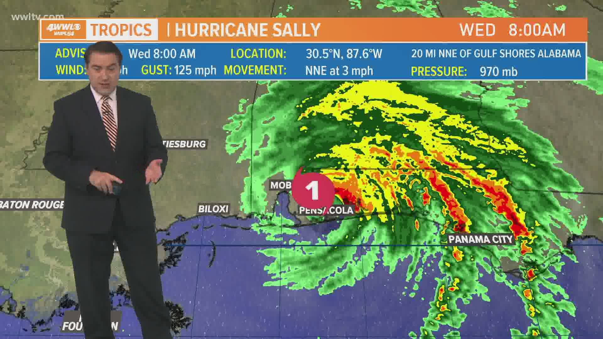 Meteorologist Dave Nussbaum has the latest update on Hurricane Sally. Plus, he says a weak front moves through Thursday & a second one Saturday with less humid air.