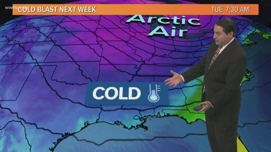 Cold blast will drop temperatures in Louisiana into the 20s