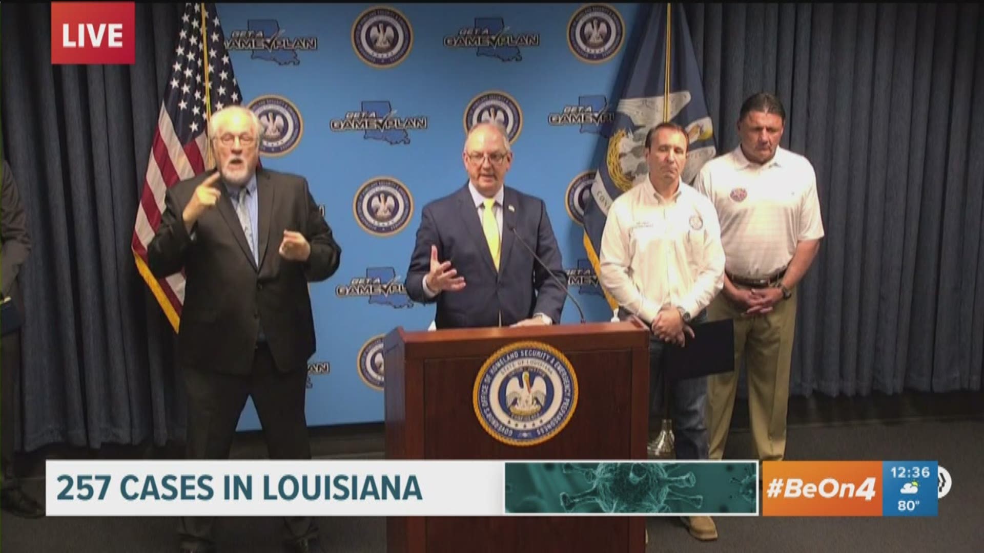 Louisiana Governor John Bel Edwards says the number of cases will likely jump dramatically in the next 24-36 hours as thousands of test results come in.