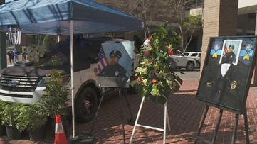 Family, friends and fellow officers celebrate the life of fallen officer Martinus Mitchum