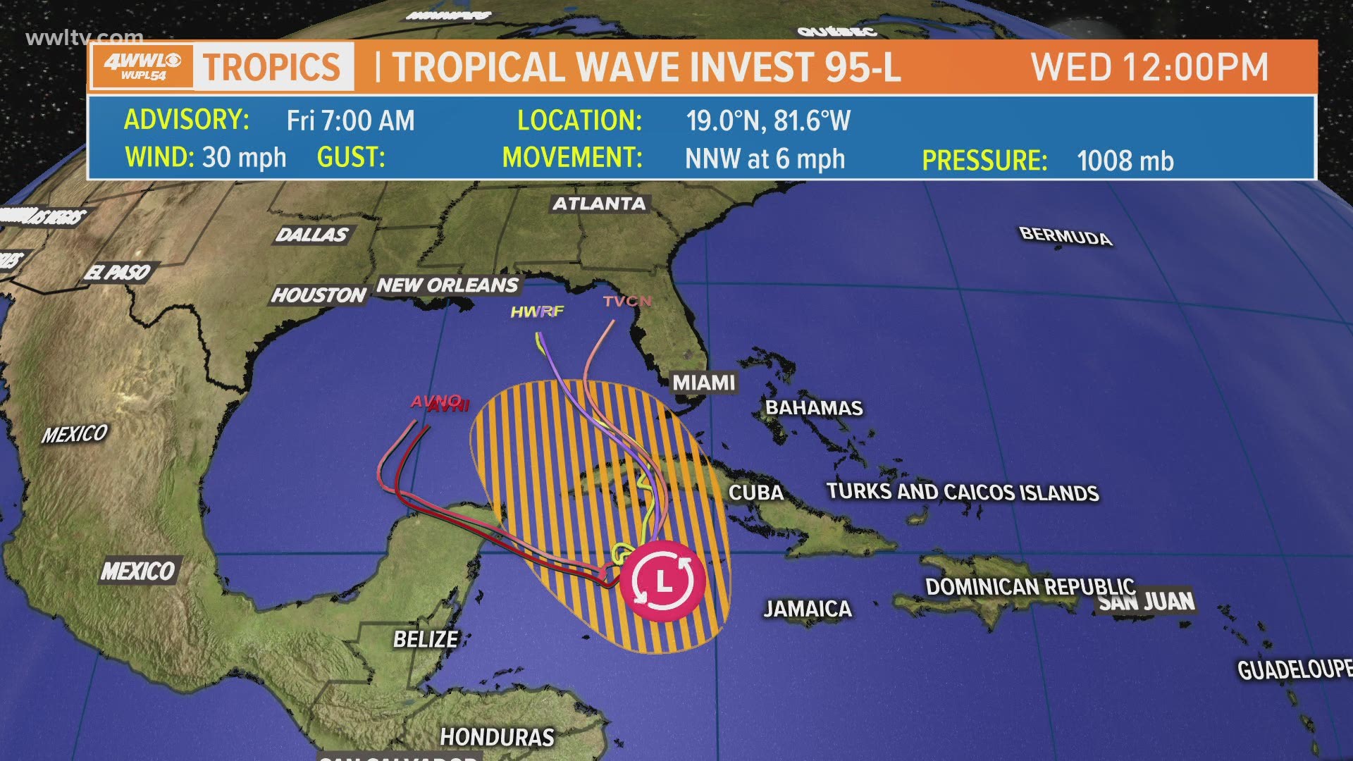 Invest 95L could become a tropical depression in the next few days and track into the eastern Gulf of Mexico