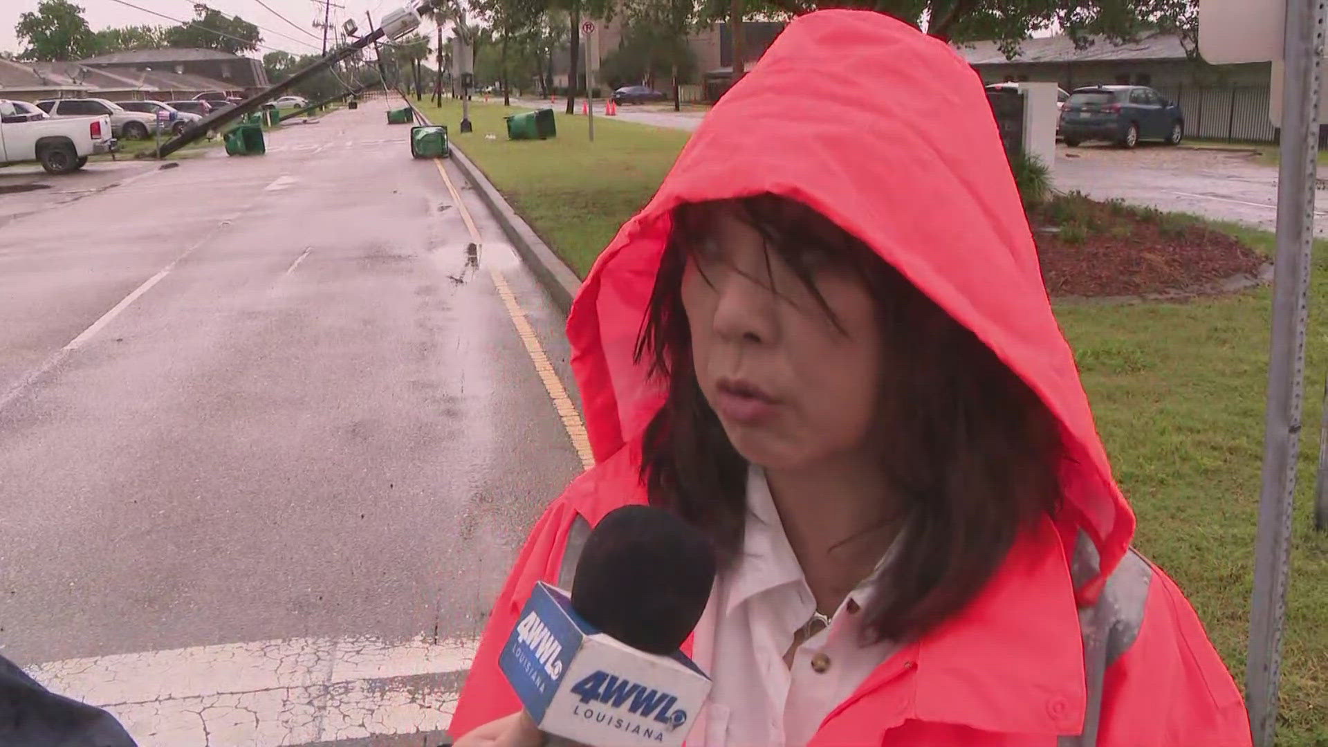 Hundreds of kids huddled inside of their schools in Marrero when the wind tore down utility poles outside.