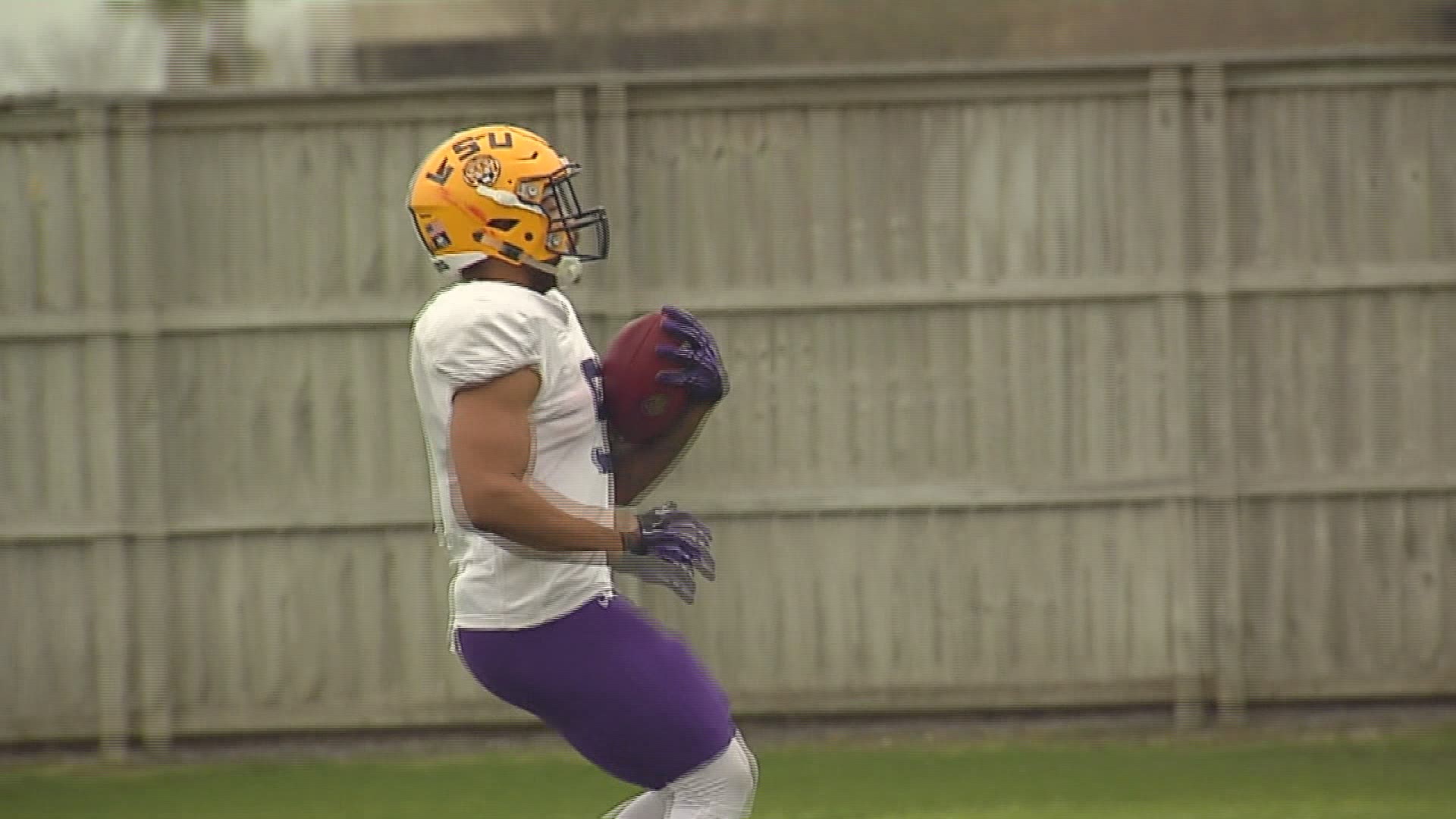 Derrius Guice fall practice prior to 2017 season with LSU