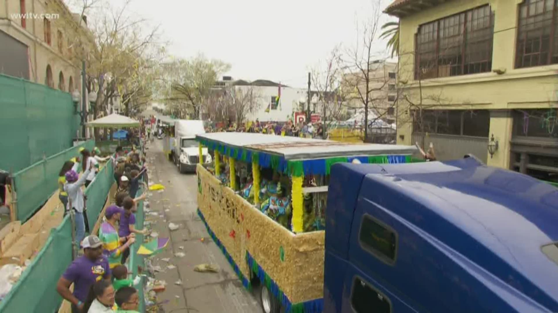 The krewe took to Facebook to say several trucks continued to throw beyond the disband area after being warned by the NOPD to stop.