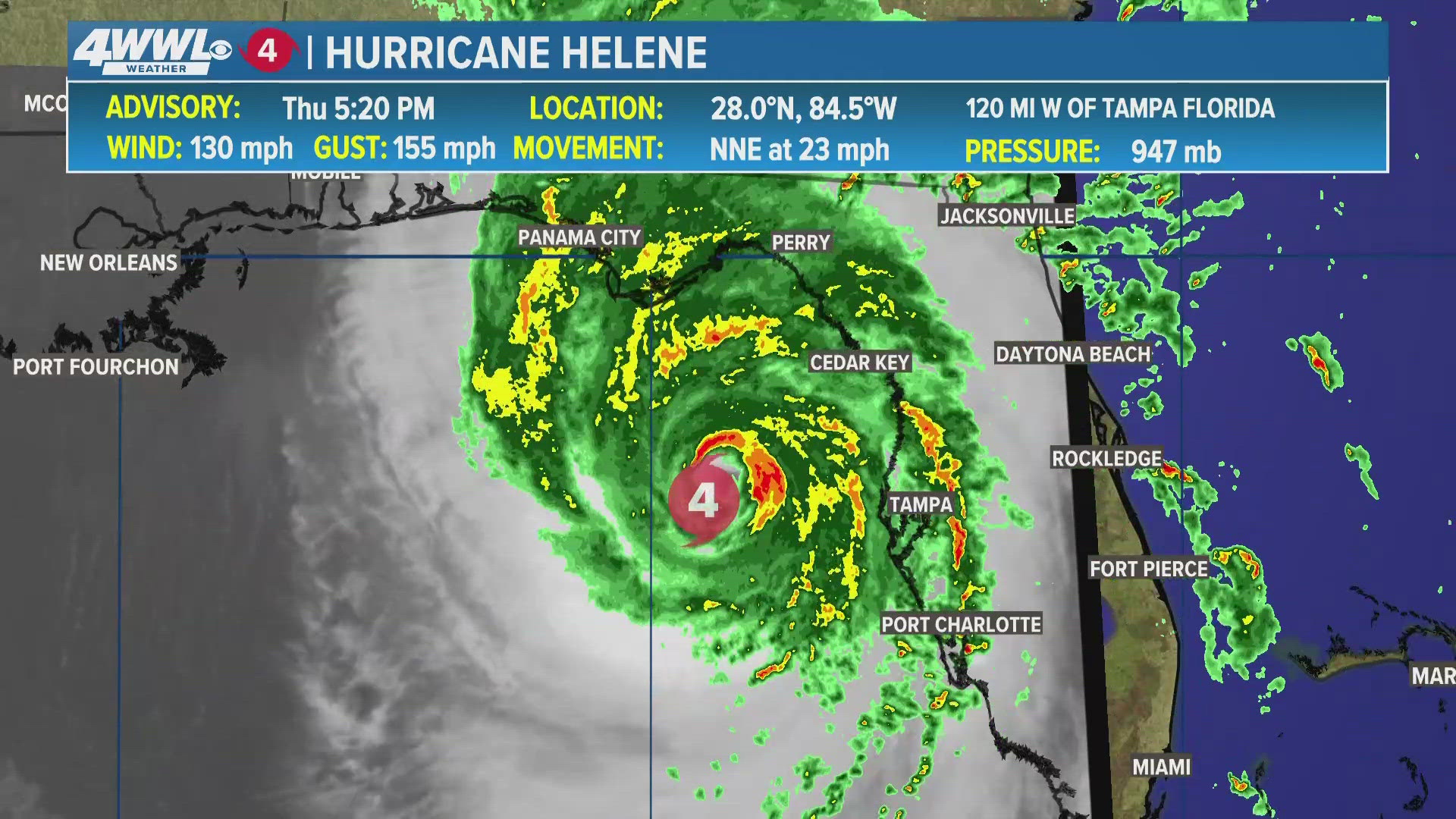 WWL Louisiana Chief Meteorologist Chris Franklin with the latest tracking of Hurricane Helene as it races toward Florida landfall on Thursday.