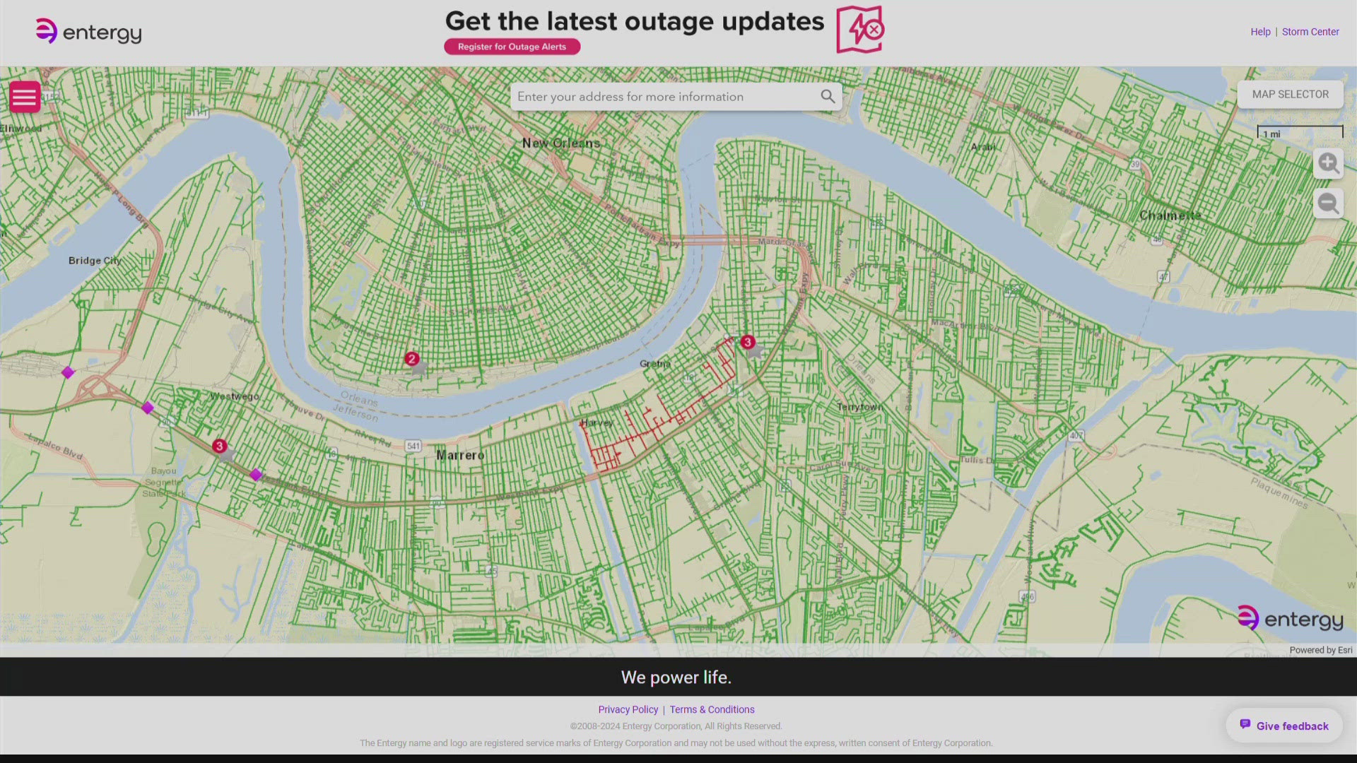 Entergy is making progress on the Westbank power outage on Monday morning. At one point about 12,000 customers were without power from Algiers to Harvey.