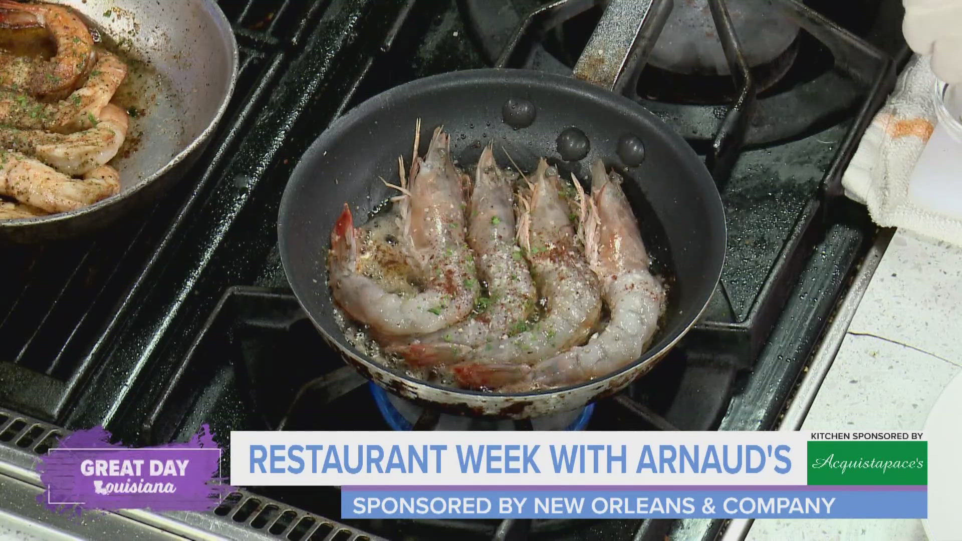 We are in the Acquistapace's Kitchen to get a taste of Arnaud's take on BBQ Shrimp, you can find on their Restaurant Week menu!