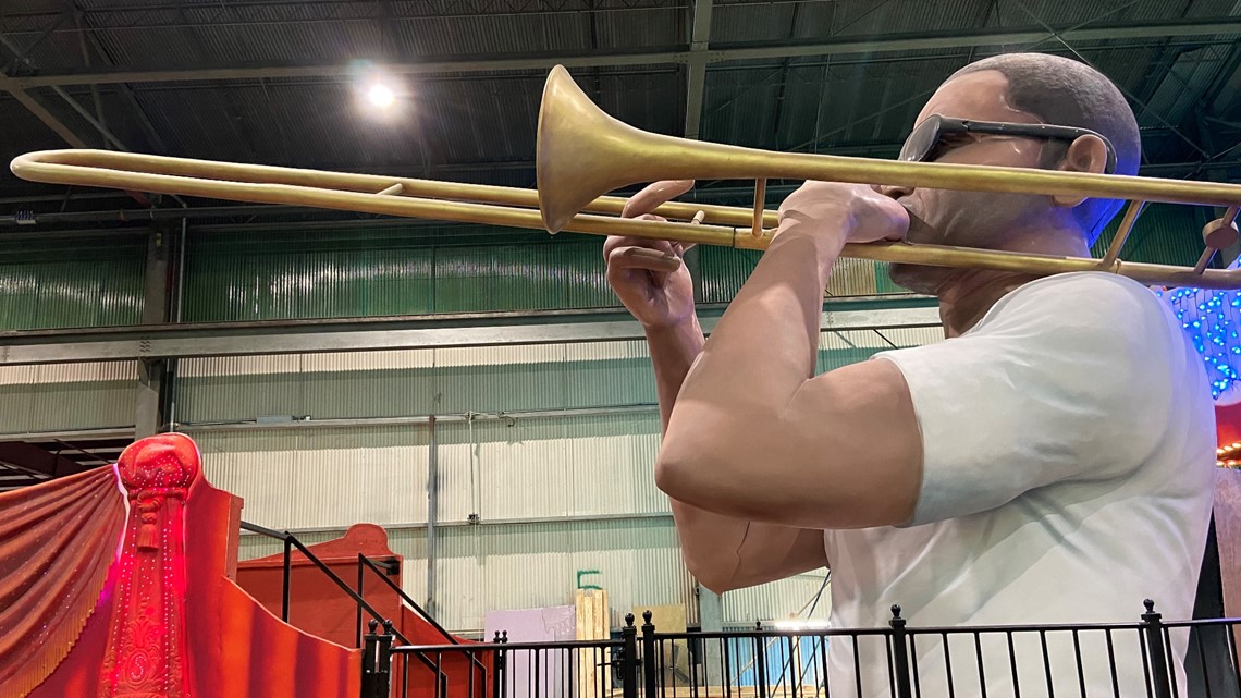Giant animated "Trombone Shorty" float debuts in Saturday's Krewe of