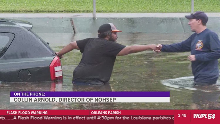 WWL-TV interviews Collin Arnold, director of NOHSEP on street flooding