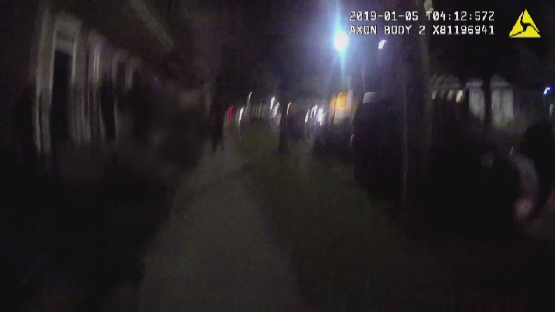 A body cam video, from the perspective of an NOPD officer who was shot while responding to a call, then shows officers firing on the suspect.