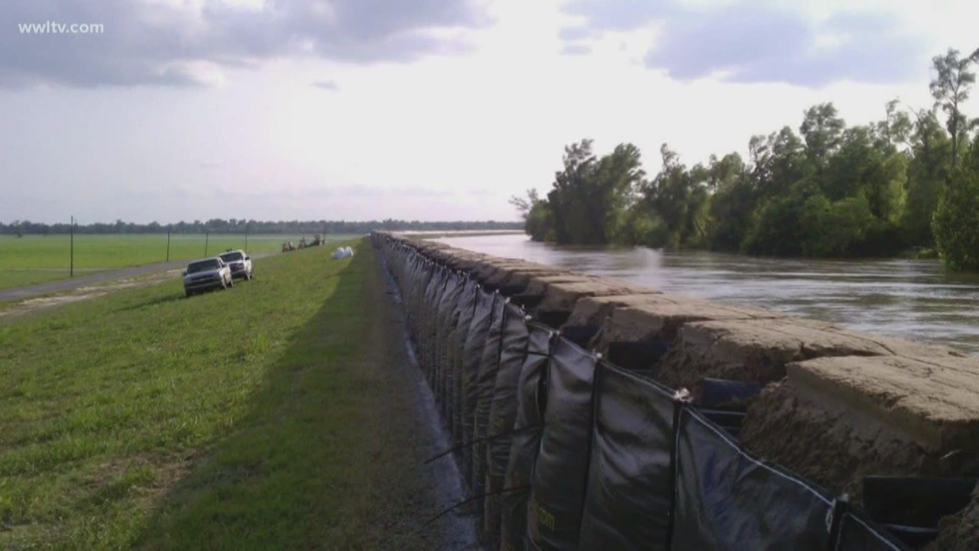 The DOTD initially installed portable water-filled dams to hold back rising water from tributaries coming off the Mississippi and Atchafalaya rivers.