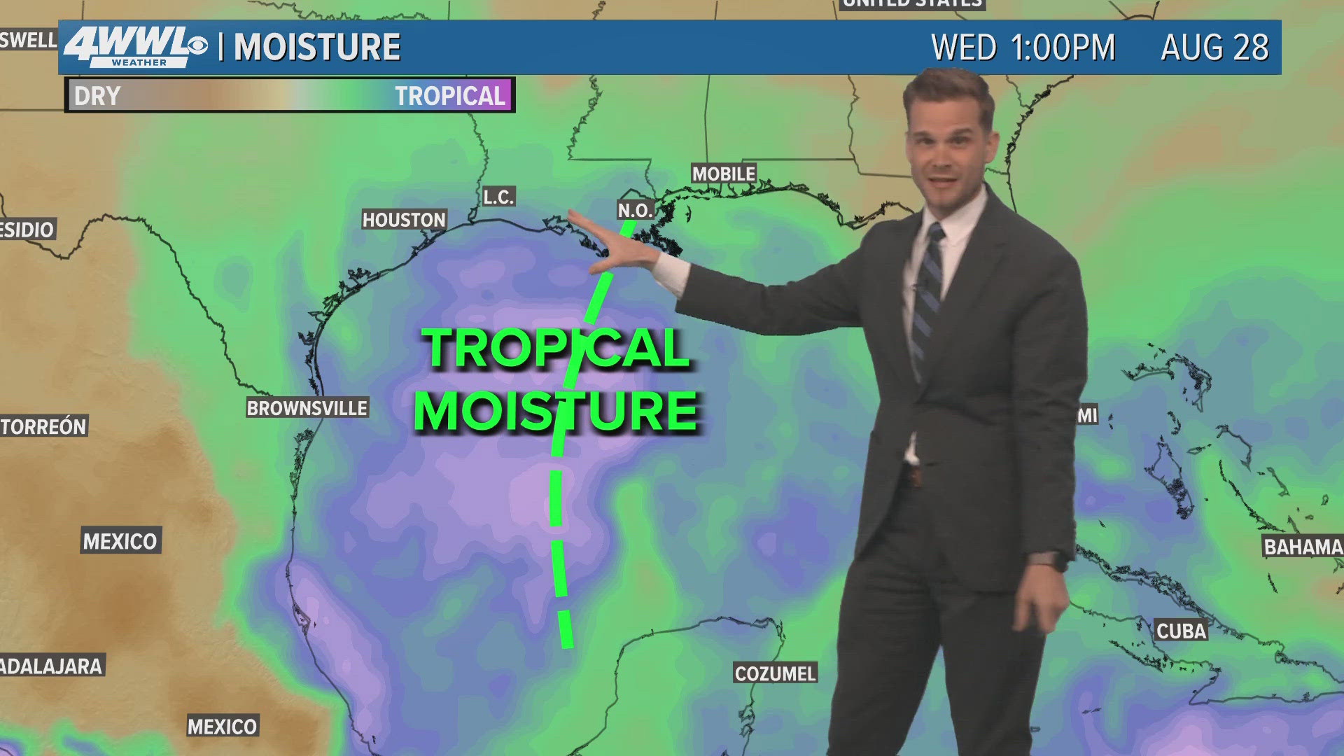 Meteorologist Payton Malone says tropical moisture could bring rain to Texas or Louisiana.