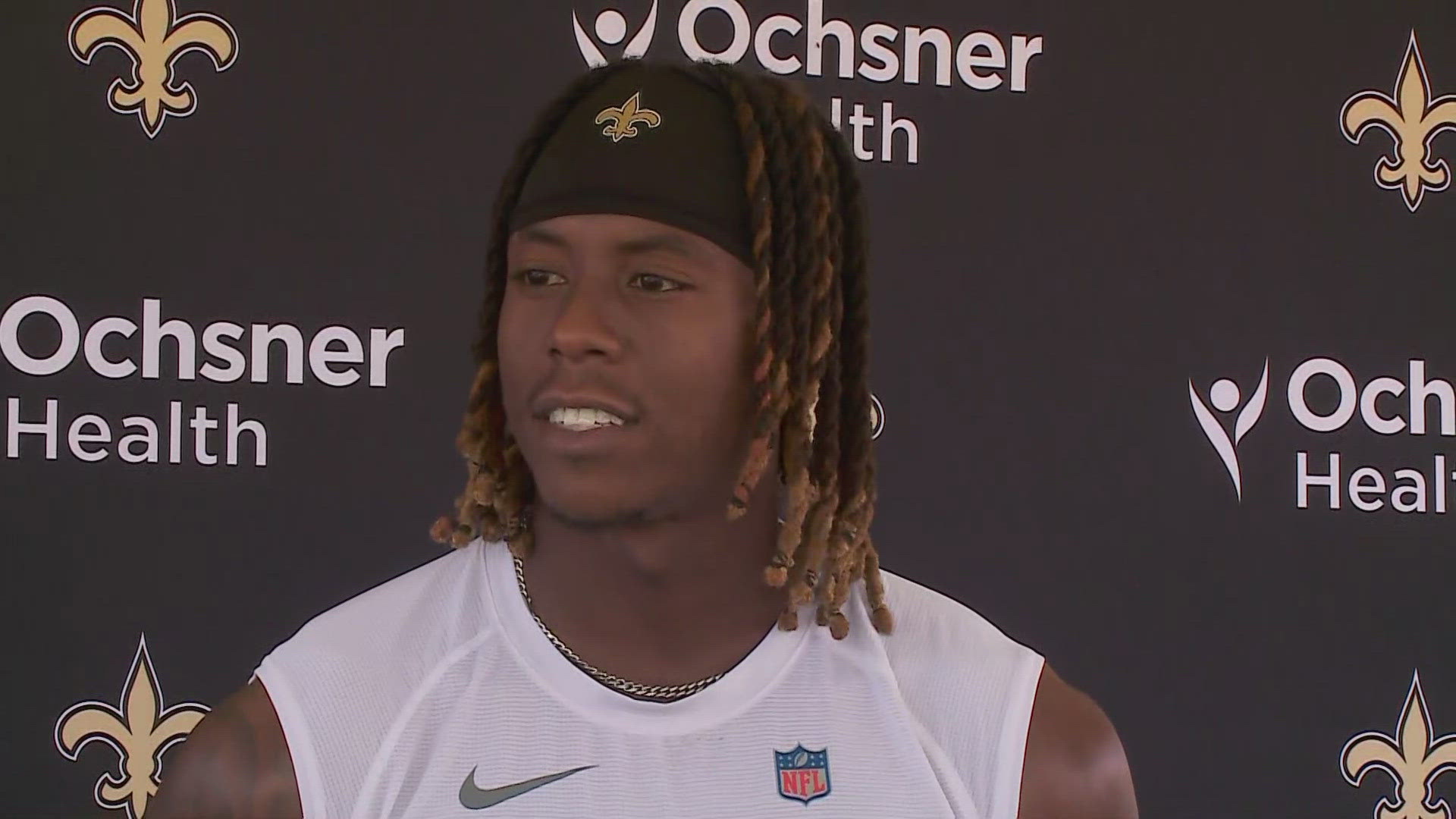 Saints wide receiver and All-Pro kick returner talked to media on Day 3 of 2024 training camp at UC-Irvine in California.