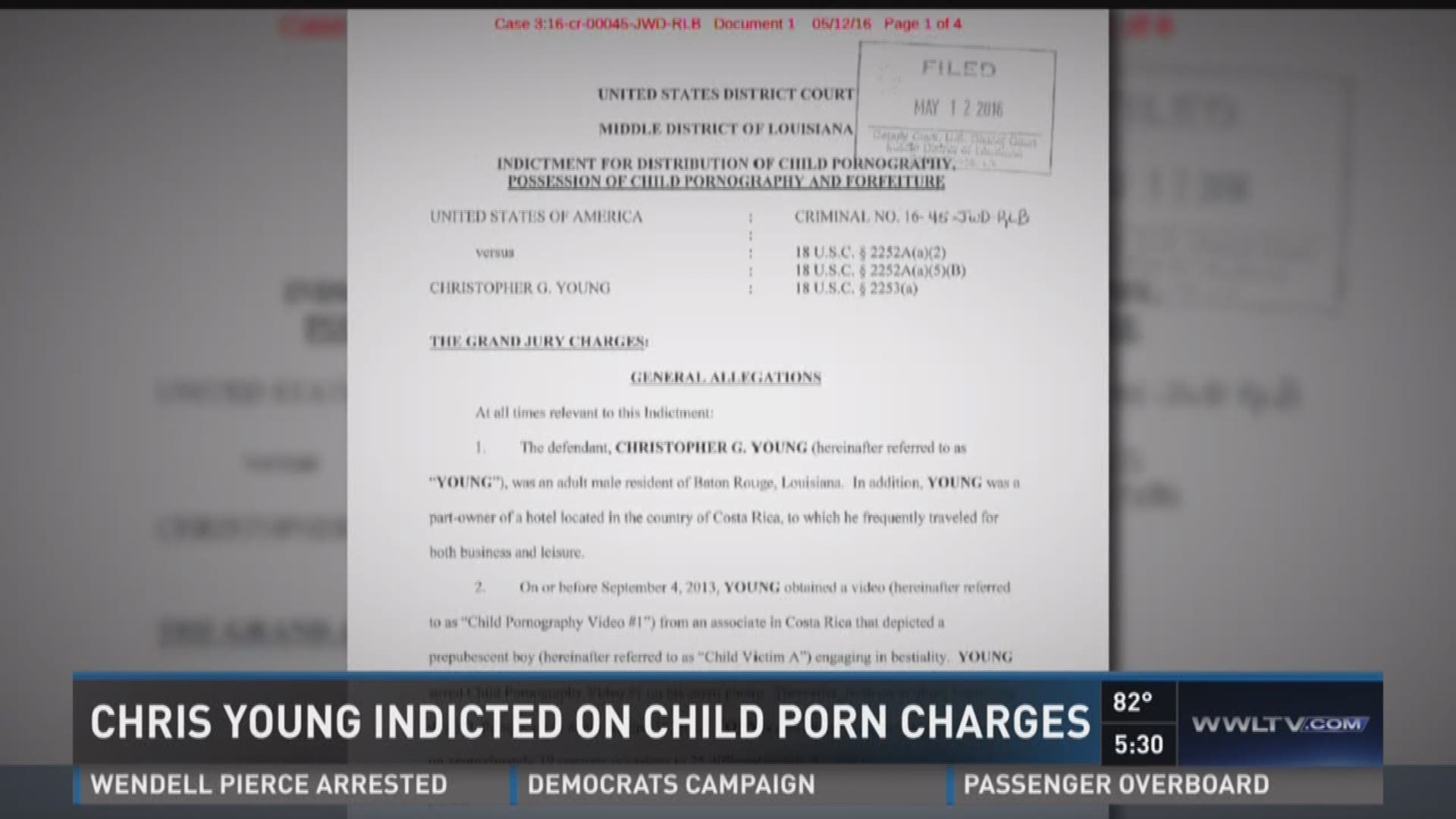 Chris Young, brother of former JP President and a prominent lawyer, has been indicted on child porn charges.