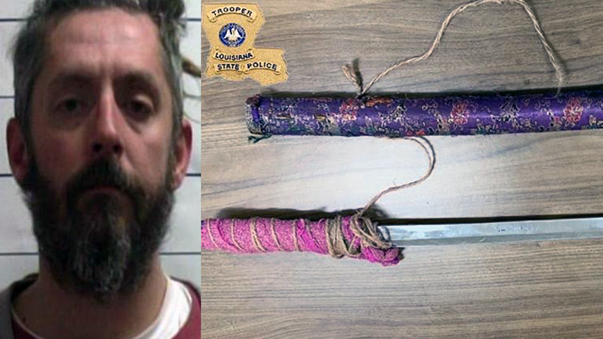 42-year-old Travis Fisher was seen holding a sword toward a man in the French Quarter Saturday night, police said.