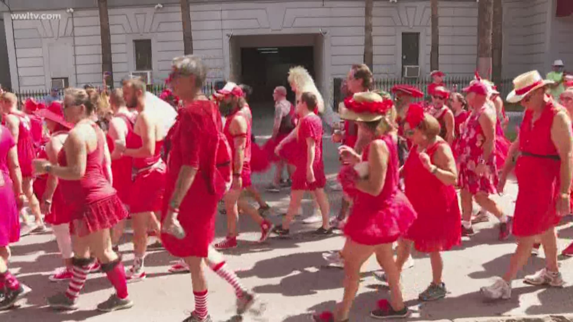 We would say it's the one time of the year you see guys wearing dresses… but it is New Orleans. Saturday, though, they did it for fun and a good cause, with the 25th annual Red Dress Run raising money for local charities.