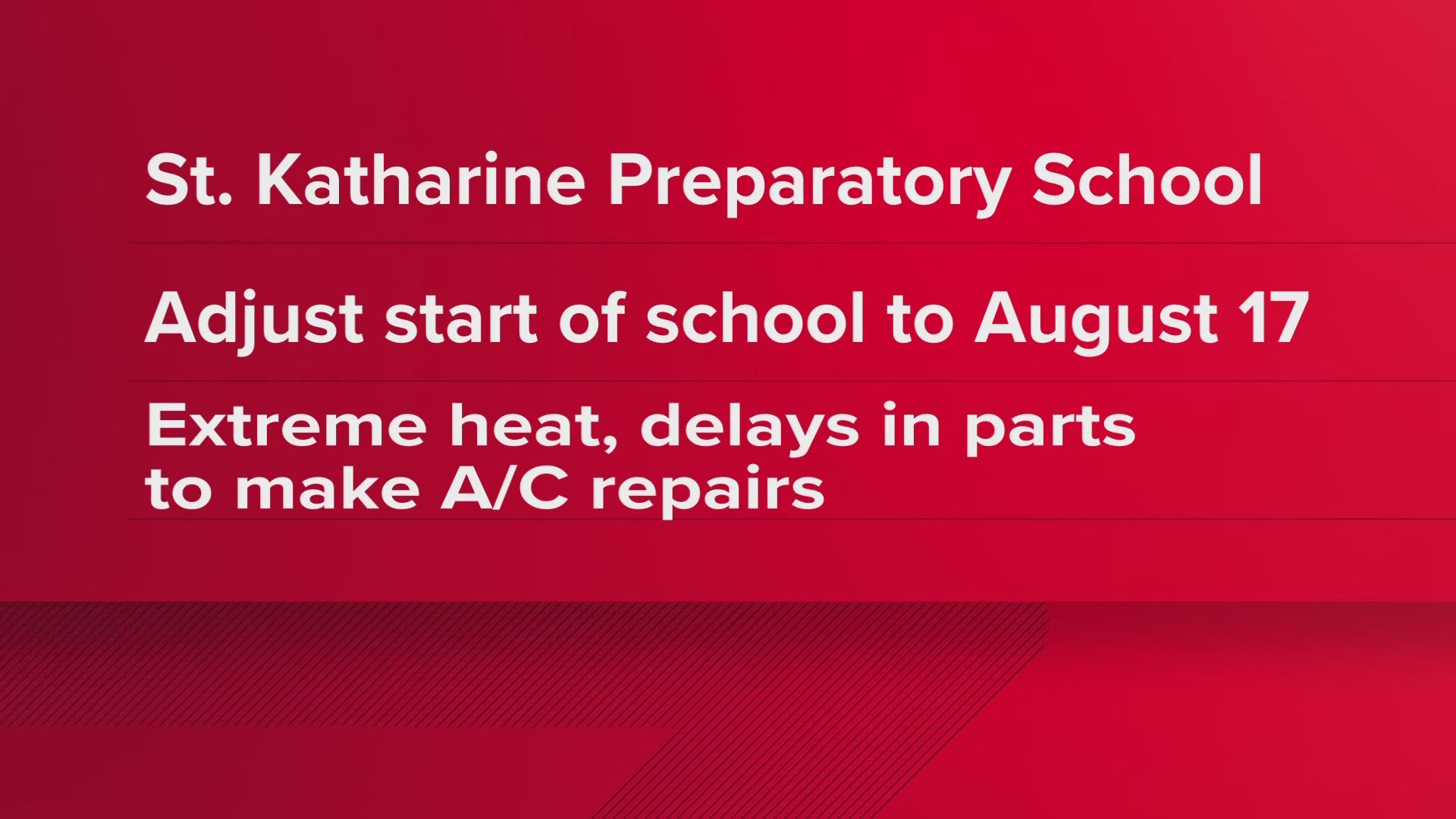 "The extreme heat and the unforeseen delays in securing parts needed to make repairs to the A/C system has made for challenges in cooling down critical areas..."