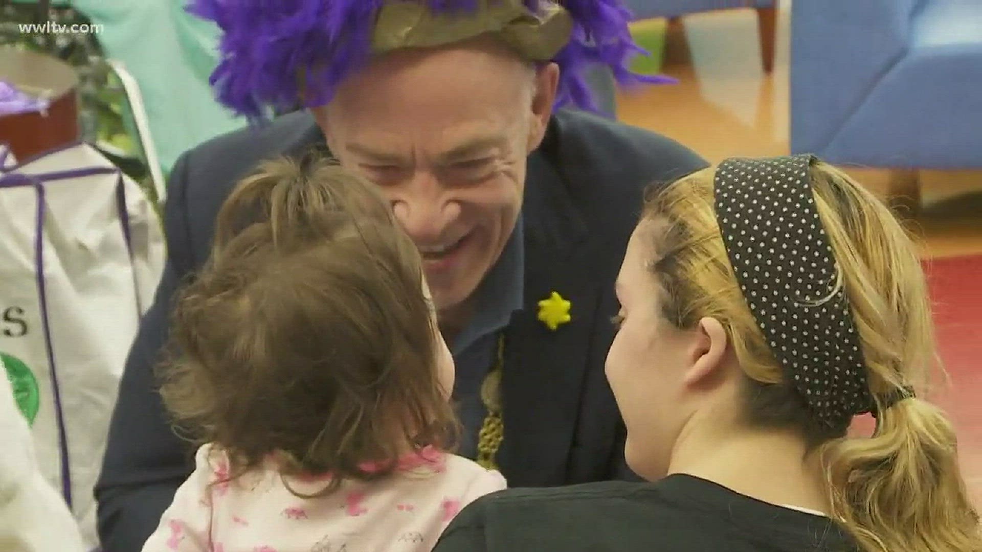 The King of Bacchus 2018, J.K. Simmons, brought a lot of smiles to children's faces as he visited them on Saturday.