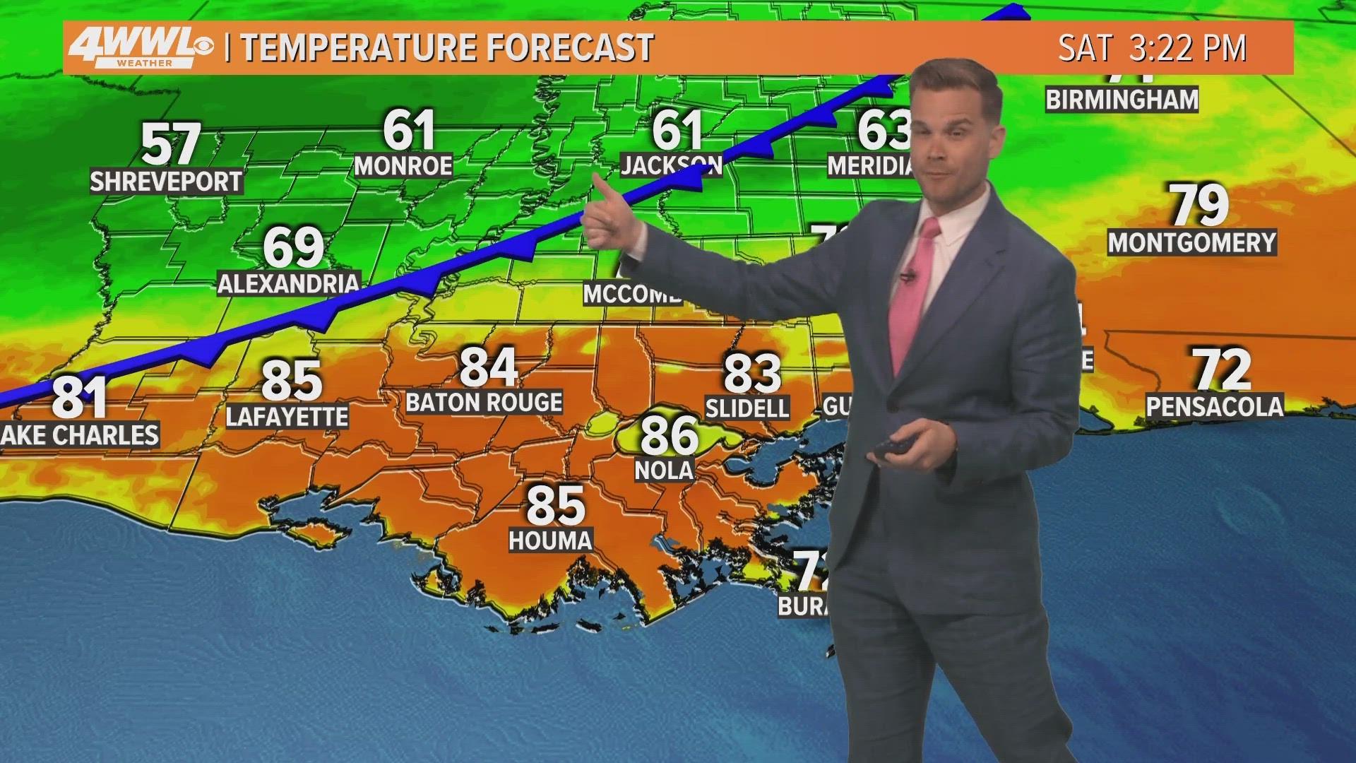 Temperatures will go from the 80s Saturday to the 60s Sunday