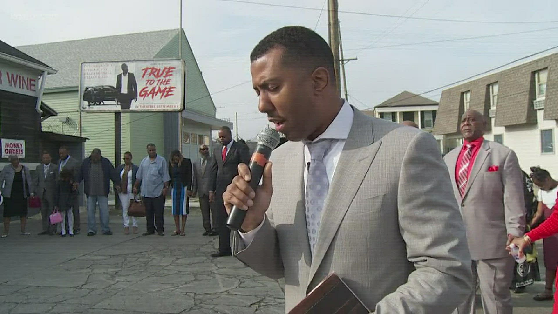 Members of the New Hope Baptist Church gathered on Sunday for a service to pray for the violence to end in the city.
