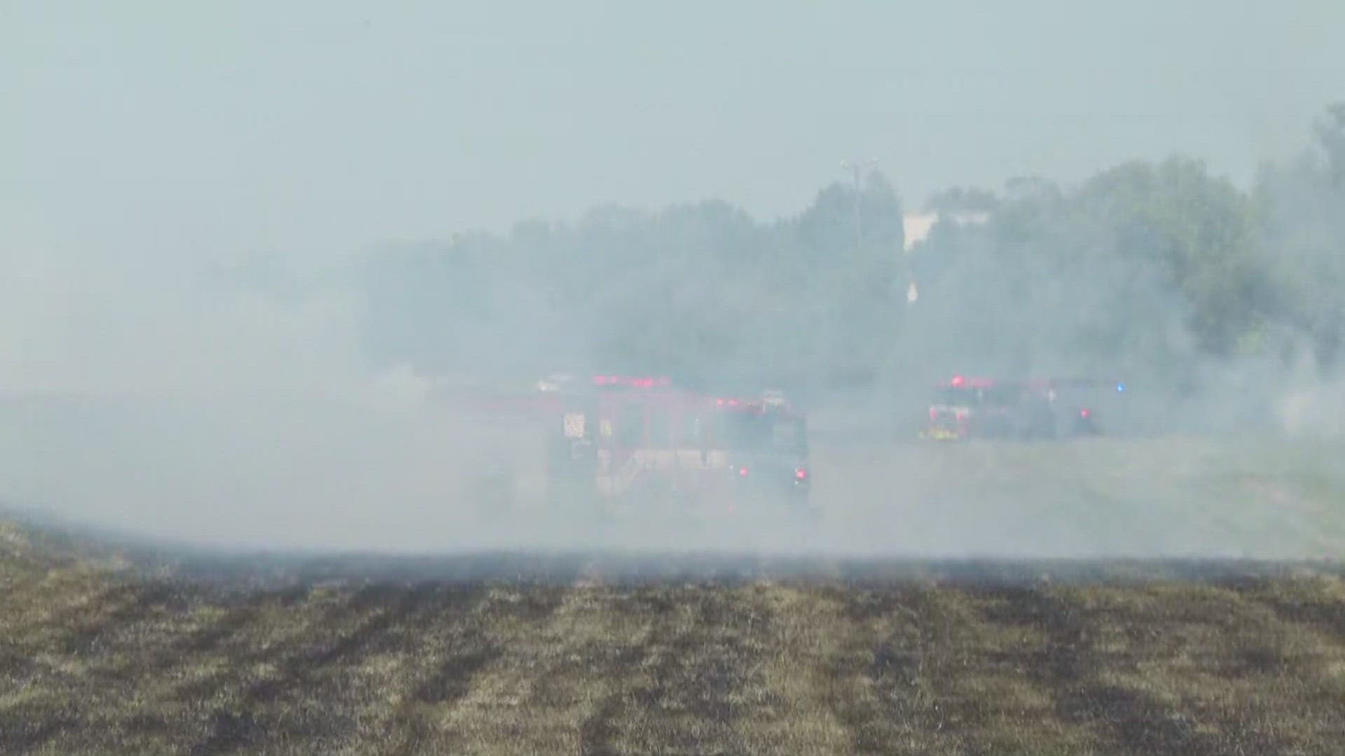 The New Orleans Fire Department is working to put out a two-alarm grass fire that occurred shortly before 9 a.m. Friday along the Mississippi River Gulf Outlet.