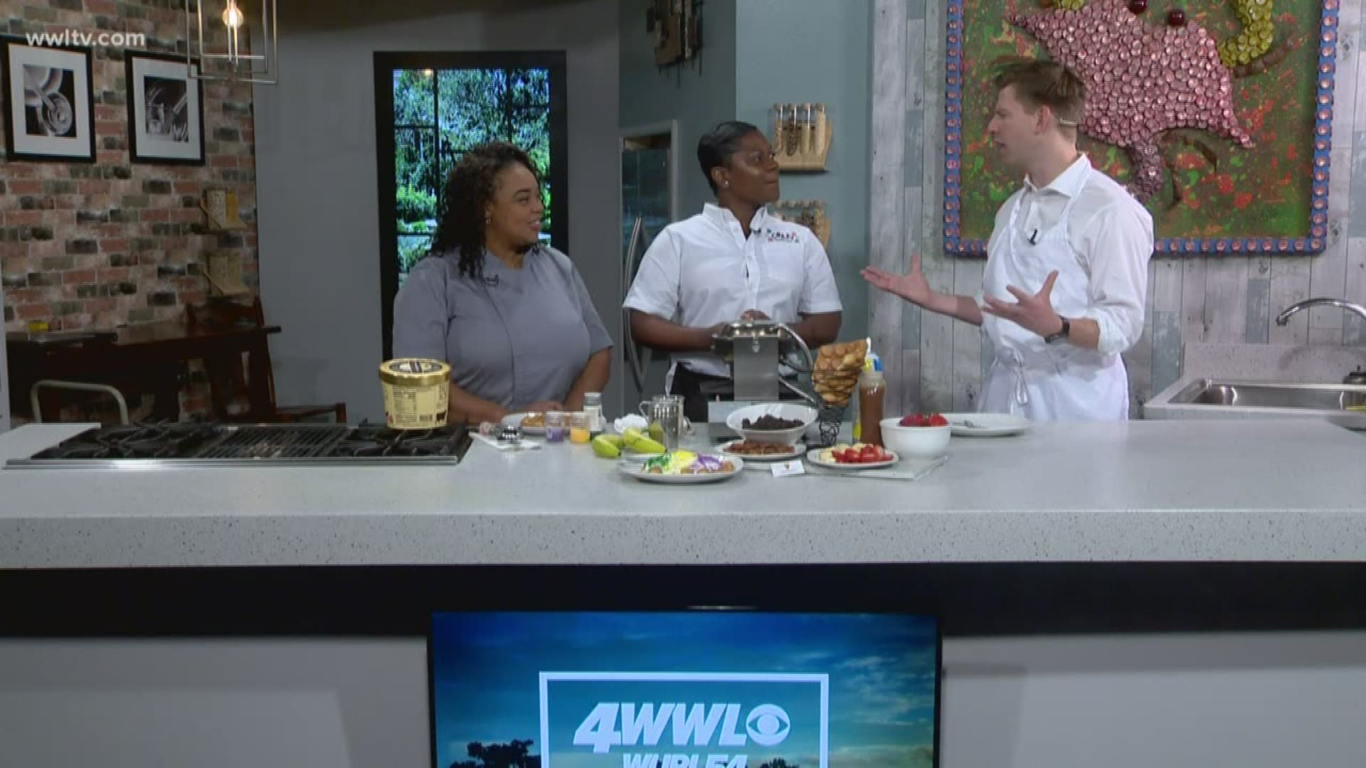 Paul Dudley & Chef Dee Lavigne learn how to make Hong Kong waffles and other creative waffles with Sinnidra Taylor from Crazy Waffle Bar - www.Crazywafflebar.com