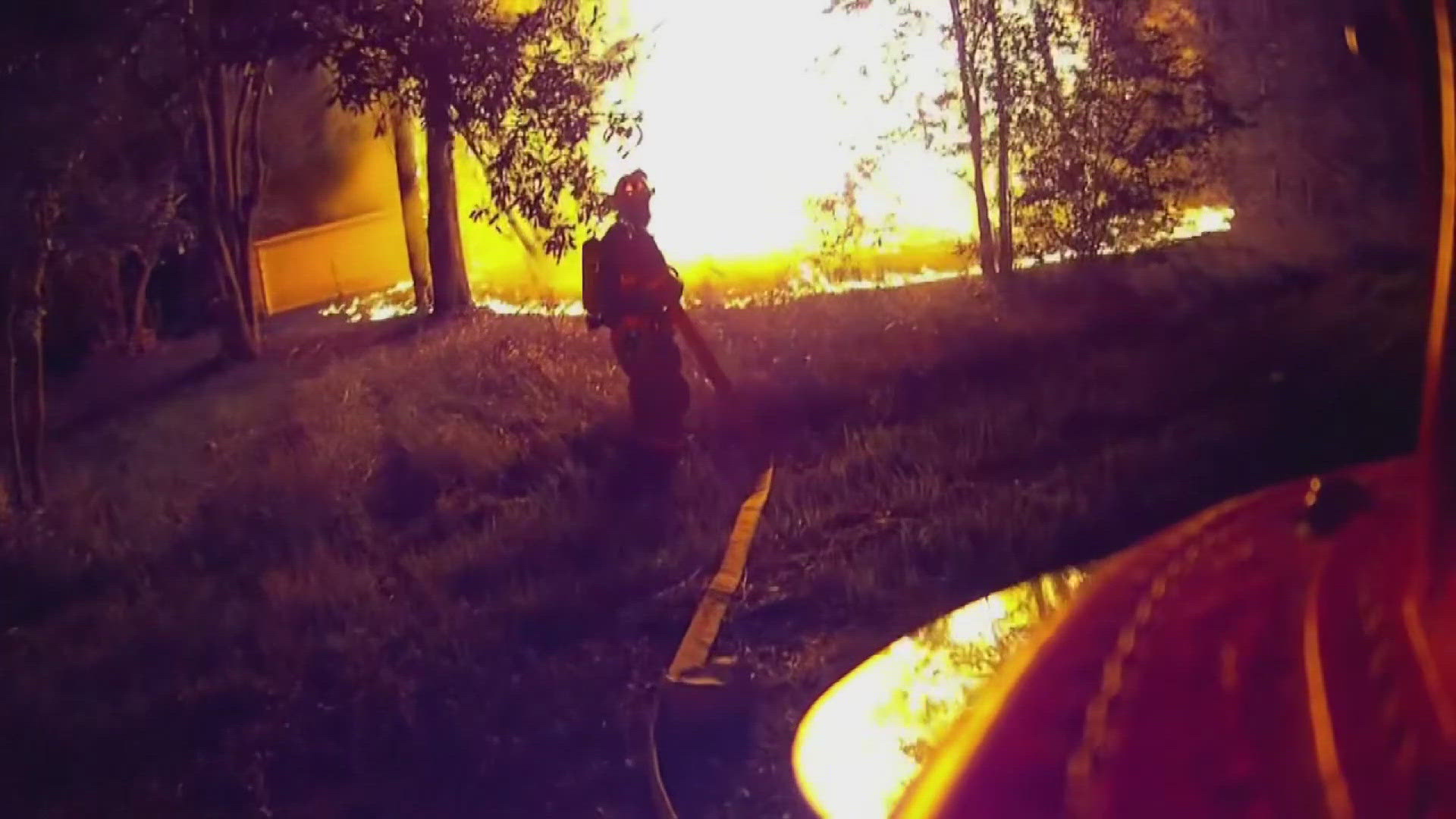 The Fire Protection District #1 posted the intense helmet camera footage of the fire along Lopez Street in Slidell .