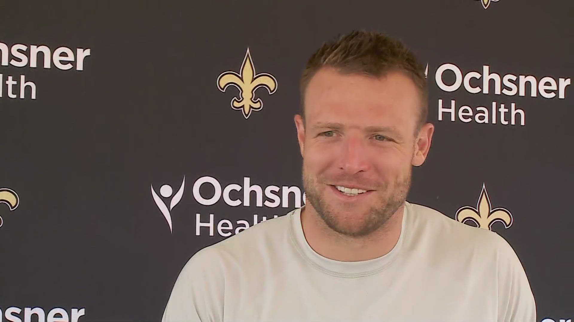 Saints "Slash" Taysom Hill talks to media post-practice on Day 4 of the team's 2024 training camp on Saturday, July 27.