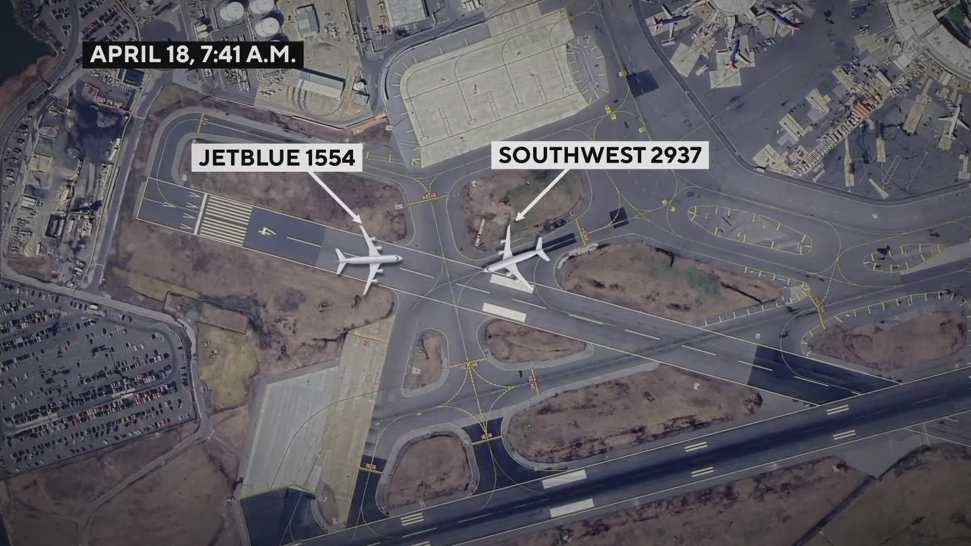 A JetBlue flight from Washington's Regan International Airport to Boston began to take off at the same time a Southwest jet was crossing the same runway.