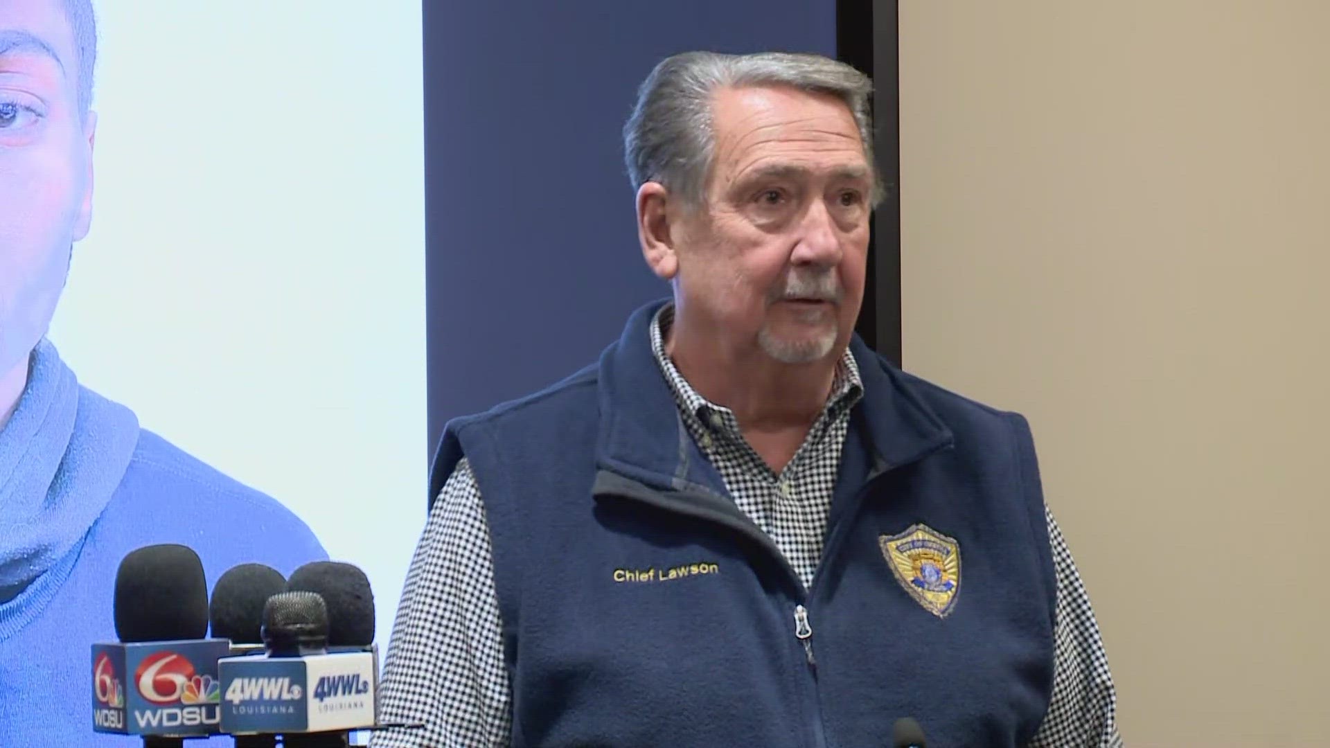 Gretna Police hosted a media briefing about a homicide investigation involving a victim fatally shot on the walking trail along Westbank Expressway.