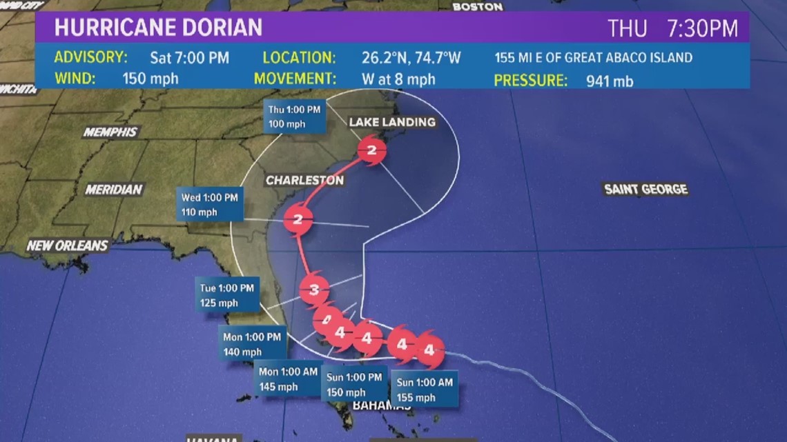 7 p.m. Update: Category 4 Hurricane Dorian winds 150 mph; forecast to ...