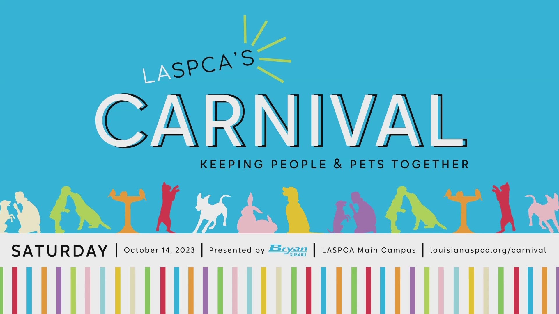 The Louisiana SPCA’s very first Carnival is on October 14th at 2 pm and is meant to celebrate the bond between pets and their people.