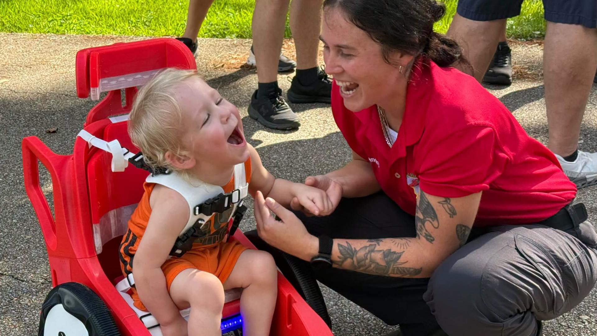 2-year-old fire truck fan gets custom wheelchair built by Slidell makers