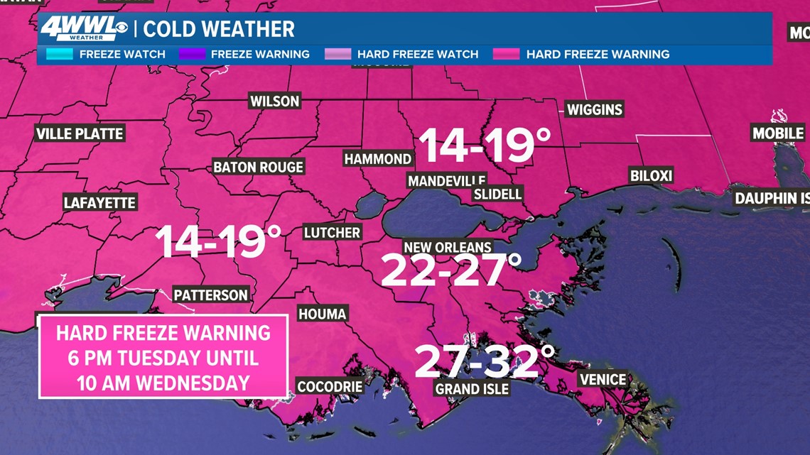 Parishbyparish freezing weather forecast