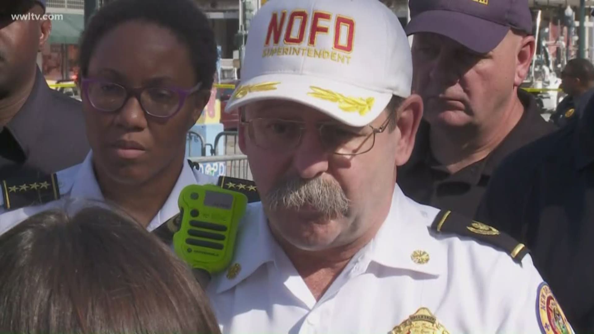 New Orleans Fire Dept., Office of Homeland Security and other first responders update on the hotel collapse and search for those who are missing.