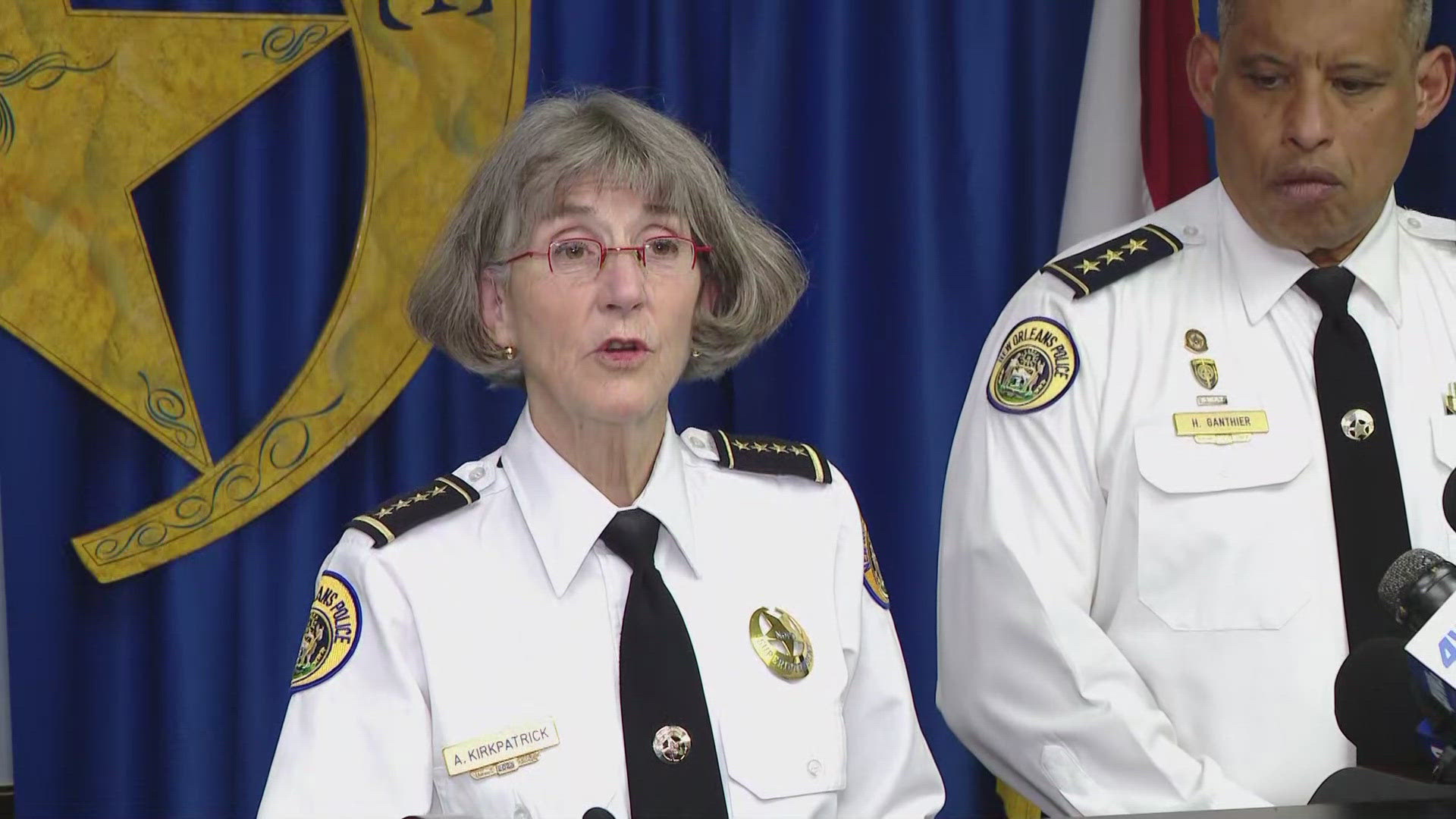 Watch as NOPD Superintendent Anne E. Kirkpatrick discusses crime stats from the 12-day Mardi Gras period.
