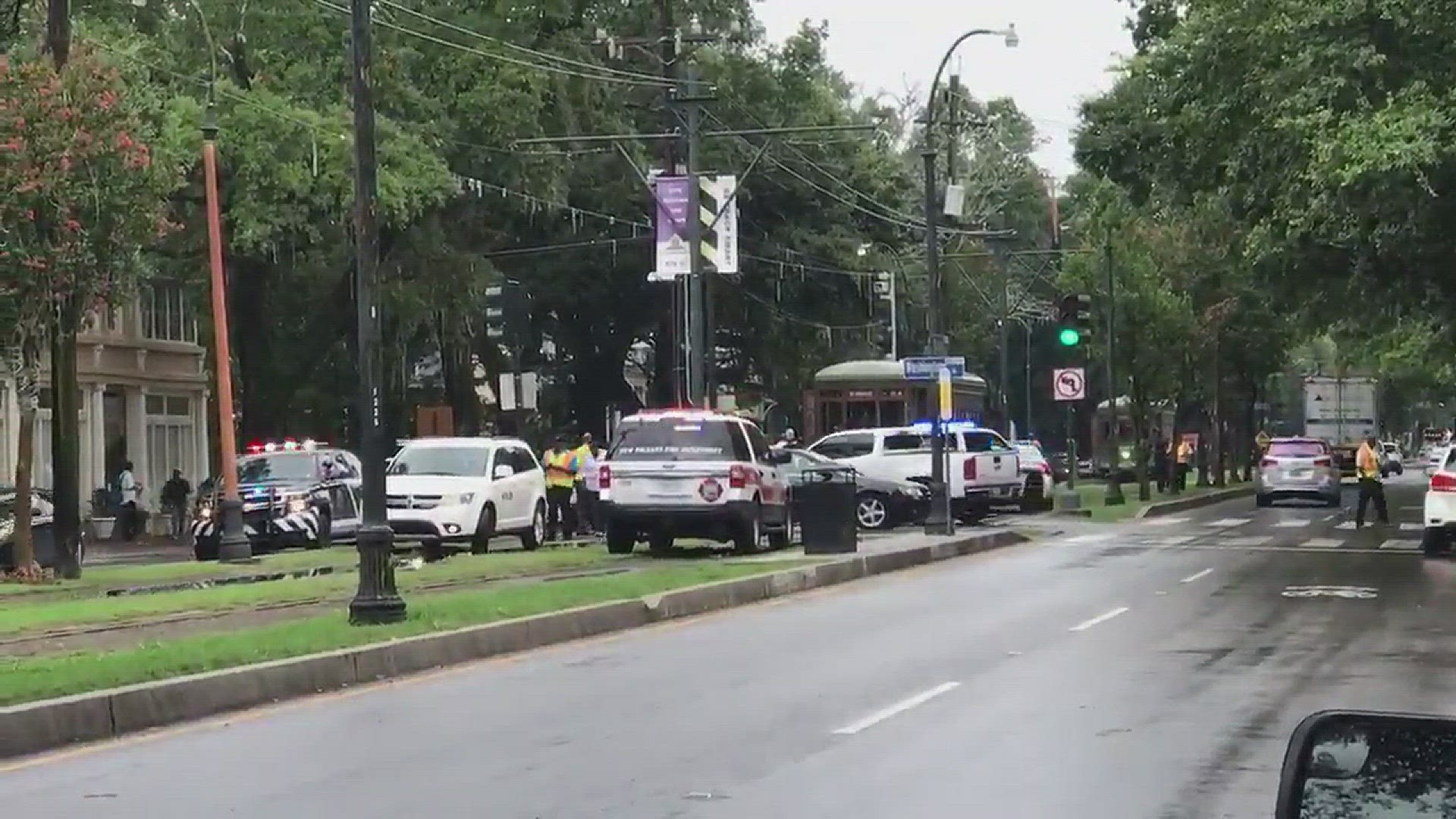 Woman pinned under streetcar on St. Charles