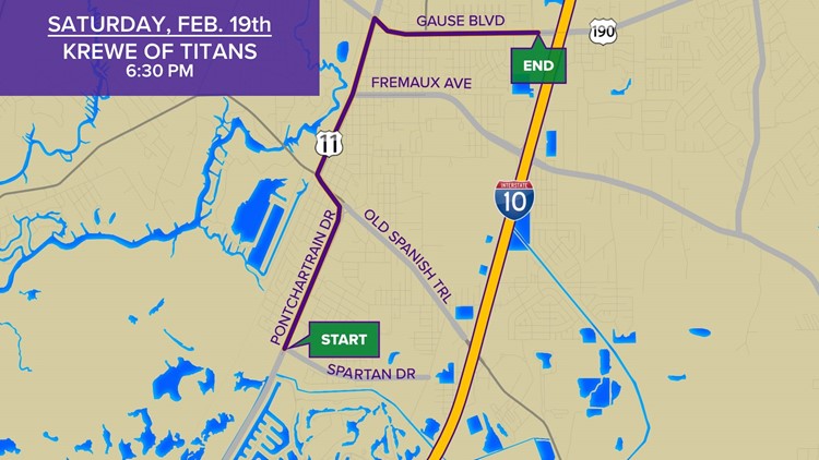 Directions To Slidell Louisiana Krewe Of Titans Parade Route, Start Time | Wwltv.com