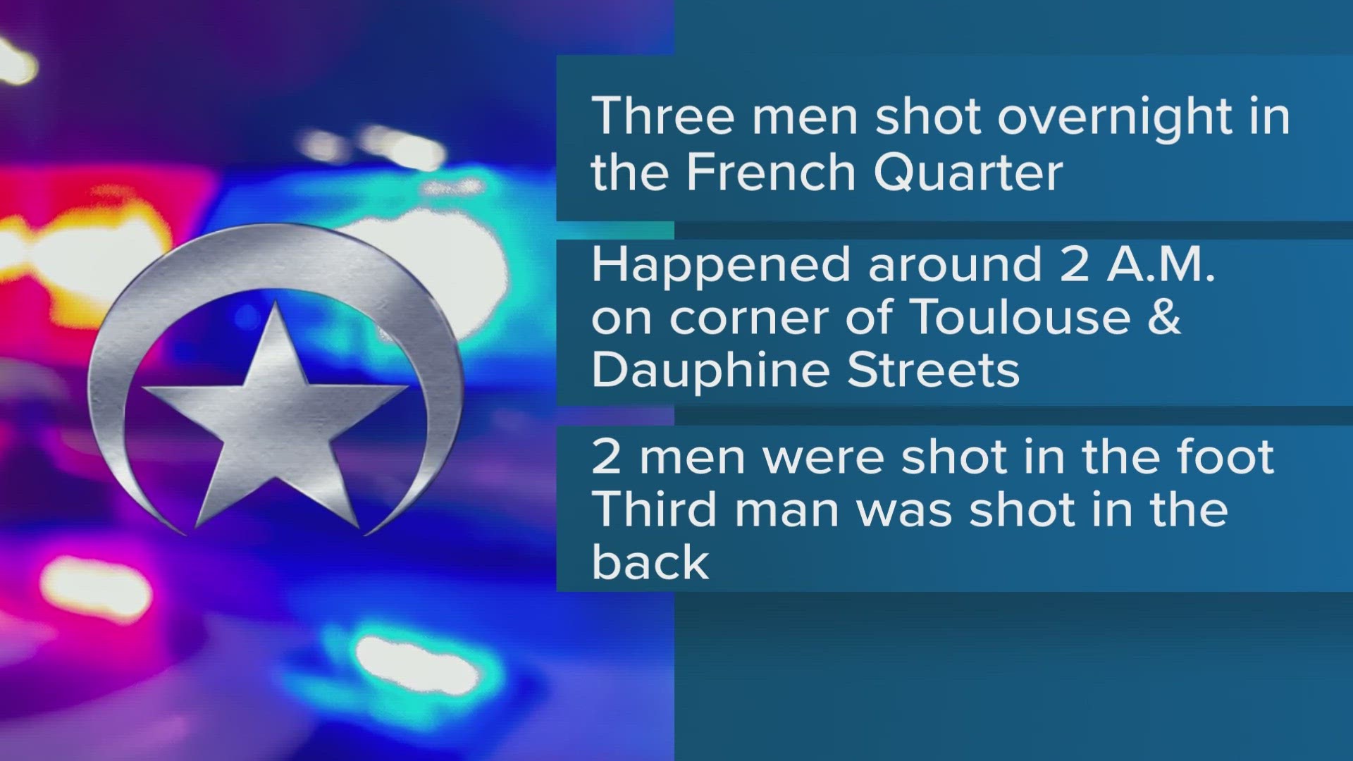 New Orleans police are investigating several shootings just before Christmas Day including one fatal and one in the French Quarter where three people were injured.