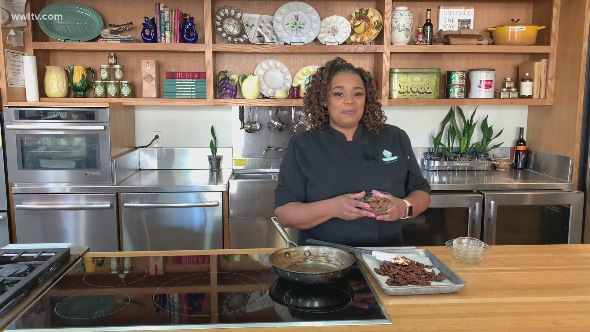 Chef Dee Lavigne from the Southern Food and Beverage Museum shows how to make spiced candied pecans. More info: southernfood.org.